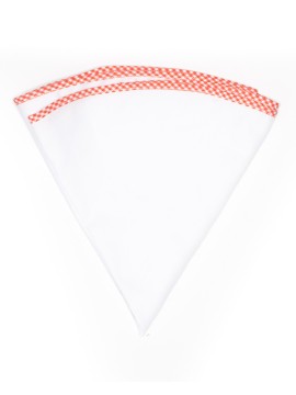 White Linen/Orange/White Gingham Trim Linen Pocket Circle
